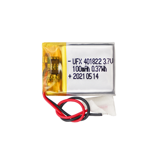 Li-polymer Manufacturer For Electric Toy UFX 401822 100mAh 3.7V Li-ion Polymer Battery With MSDS