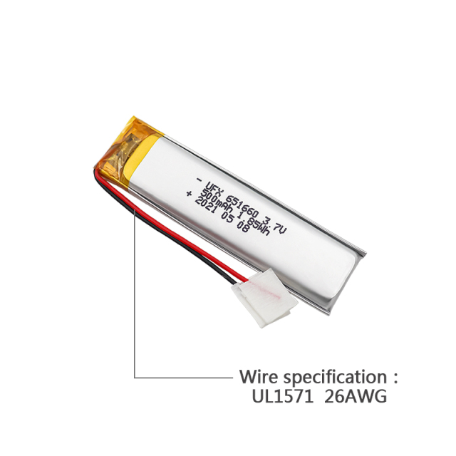 테이블 램프 충전식 배터리 생산 UFX 651660 500mAh 3.7V 리튬 폴리머 배터리