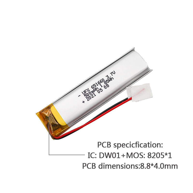 테이블 램프 충전식 배터리 생산 UFX 651660 500mAh 3.7V 리튬 폴리머 배터리