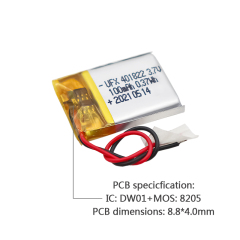 Li-polymer Manufacturer For Electric Toy UFX 401822 100mAh 3.7V Li-ion Polymer Battery With MSDS