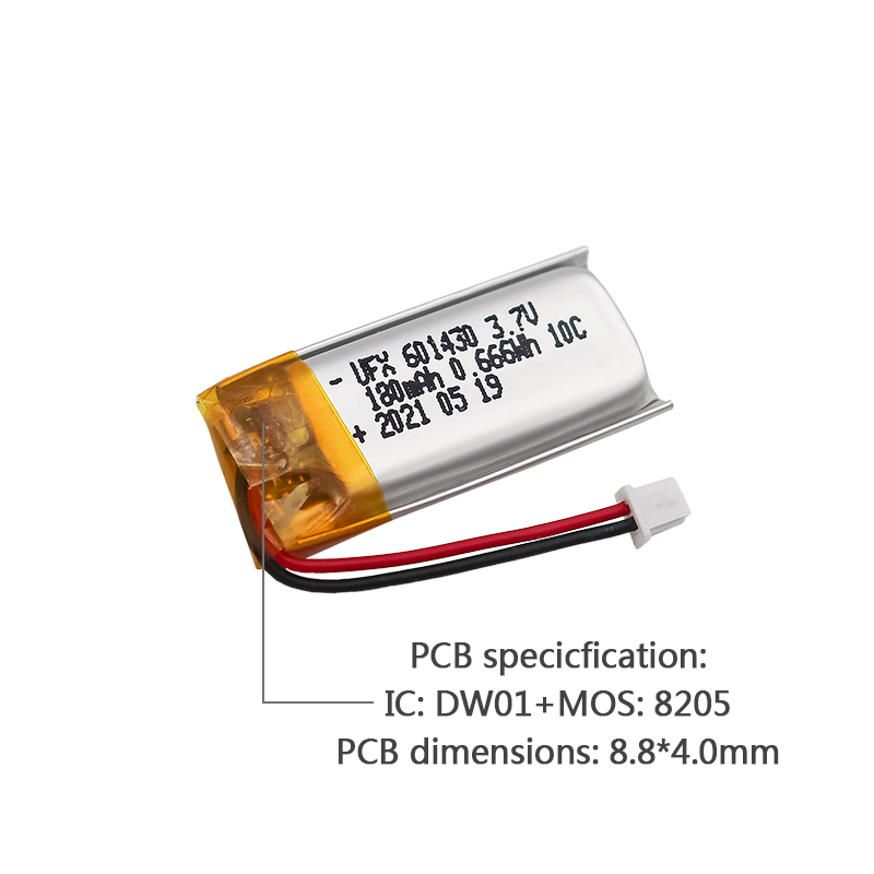 중국 리튬전지 공장 준공 번역 펜을 위한 고품질 Li 중합체 세포 UFX 601430 180mAh 3.7V