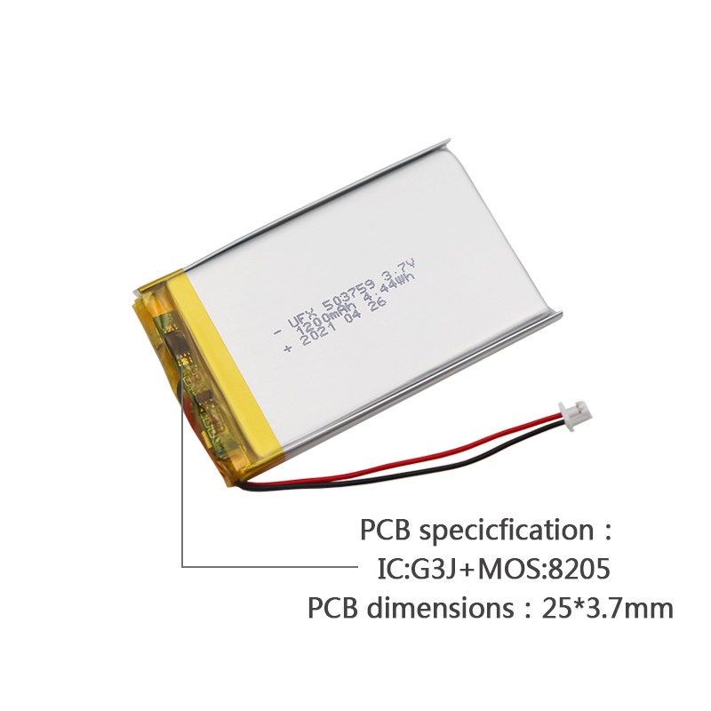 중국 리튬전지 공장 준공 전문 커스텀 LED 라이트 배터리 UFX 503759 1200mAh 3.7V 리튬 이온 폴리머 배터리