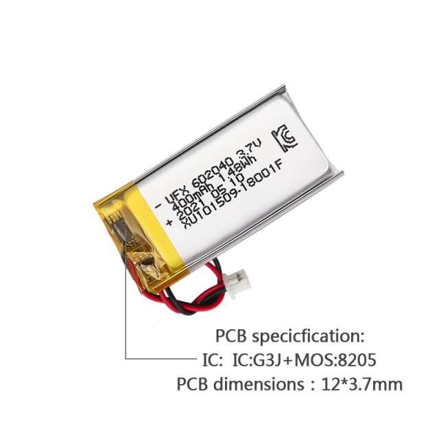 중국 Lipo 세포 제조자 프로페셔널 커스텀 UFX 602040 400mAh 3.7V KC 인증서