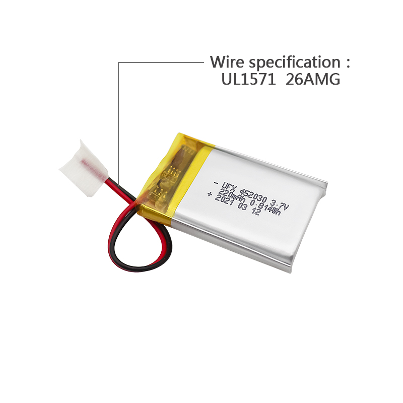 Chinese Li-po Cell Factory Customized VR Glasses Battery UFX 452030 220mAh 3.7V Lithium-polymer Batt