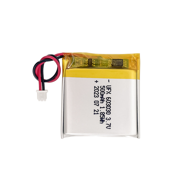 including KC, UL, IEC62133, and UN38.3 certifications manufacturing company Produce Table Lamp Rechargeable Battery UFX 603030 500mAh 3.7V li polymer battery