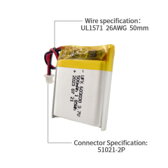 including KC, UL, IEC62133, and UN38.3 certifications manufacturing company Produce Table Lamp Rechargeable Battery UFX 603030 500mAh 3.7V li polymer battery