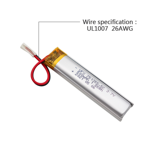 China Lithium Ion Cells Factory Wholesale Polymer Li-ion Battery for Beauty Instrument UFX 751355-5C 500mAh 3.7V 5C Discharge Battery Pack