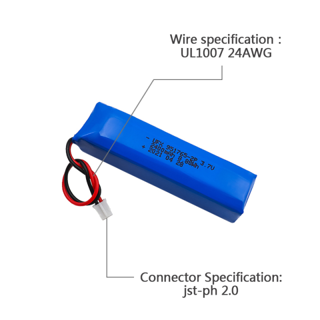 배터리 공장 직판점 뜨거운 판매 고품질 주문 기계 배터리 UFX 951765-2P 2400mAh 3.7V 리튬 배터리 충전