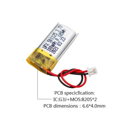 중국 리이온 전지 공장 스마트 카드 배터리 공급 UFX 501125 100mAh 3.7V 리튬 이온 폴리머 배터리
