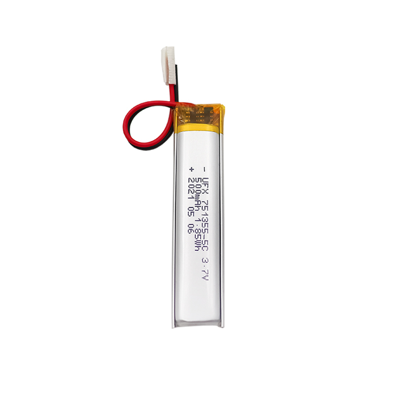 China Lithium Ion Cells Factory Wholesale Polymer Li-ion Battery for Beauty Instrument UFX 751355-5C 500mAh 3.7V 5C Discharge Battery Pack