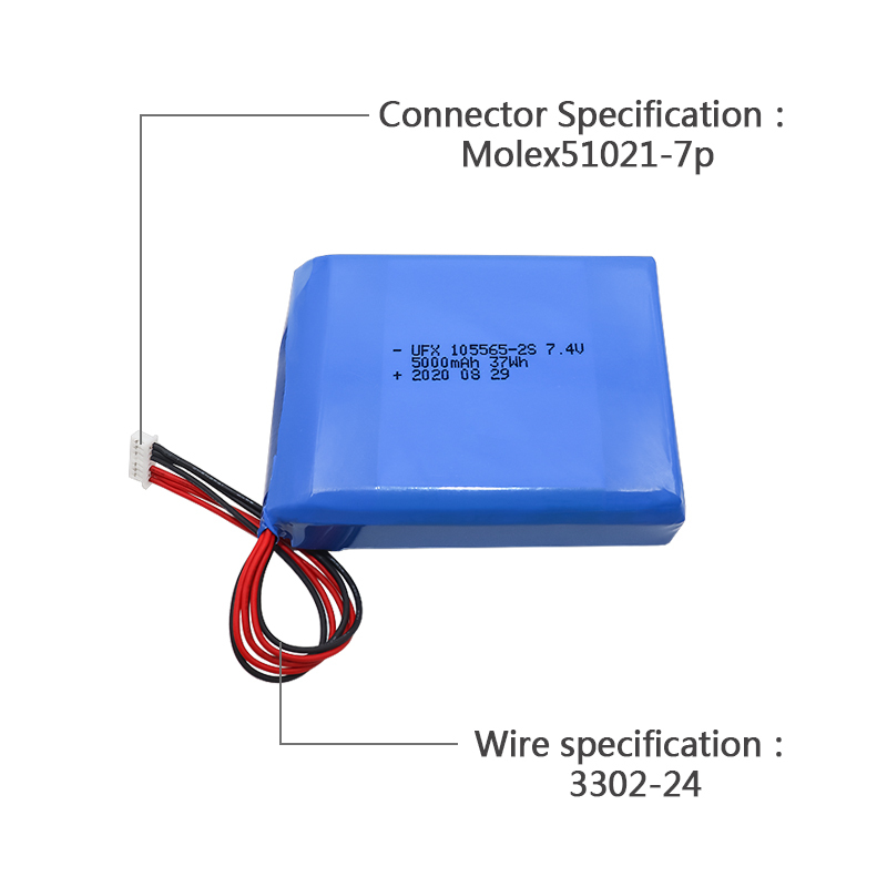 Wholesale Lithium Ion Polymer Battery Supply Medical Equipment Battery UFX 105565-2S 5000mAh 7.4V lipo battery 2s