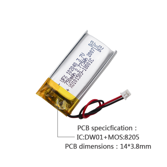 리튬 전지 공급업체 맞춤형 충전식 배터리 UFX 102040 750mAh 3.7V UL / KC 인증을 받은 리튬 이온 배터리