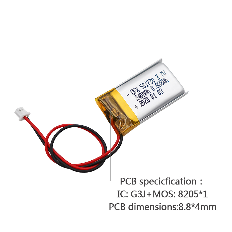 Battery Factory Outlet Store Customized Monitoring Equipment Battery UFX 501730 240mAh 3.7V Mini Li-polymer Battery