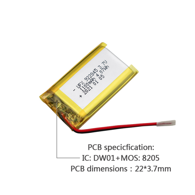 리튬전지 제조 회사 사용자 지정된 3C 디지털 장치 배터리 UFX 922845 1100mAh 3.7V 리포 배터리