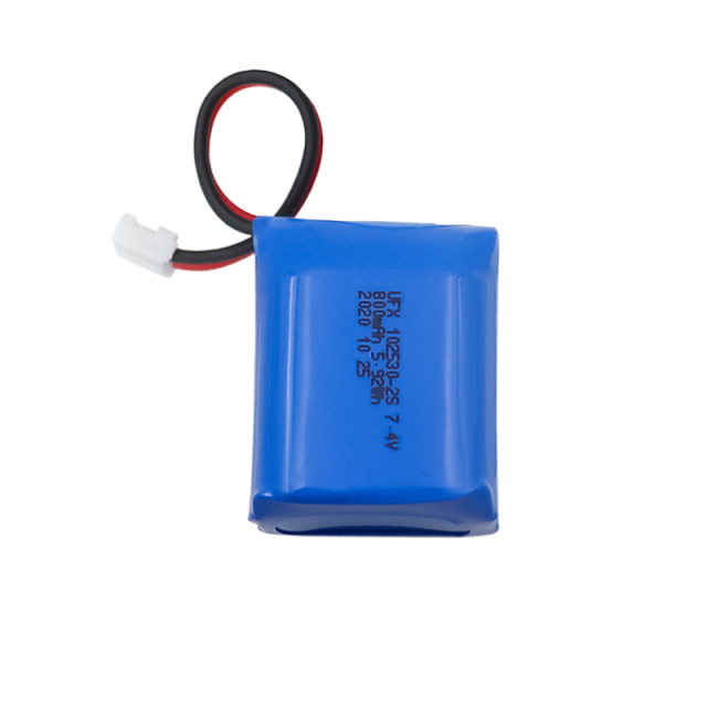 중국 리튬 폴리머 셀 제조업체 전동 장난감용 UFX 102530-2S 800mAh 7.4V 리튬 이온 재충전형 배터리 팩