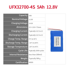 중국 배터리 공장 미용기기 배터리 공급 UFX 32700-4S 5000mAh 12.8V 리튬 철 인산화물 배터리