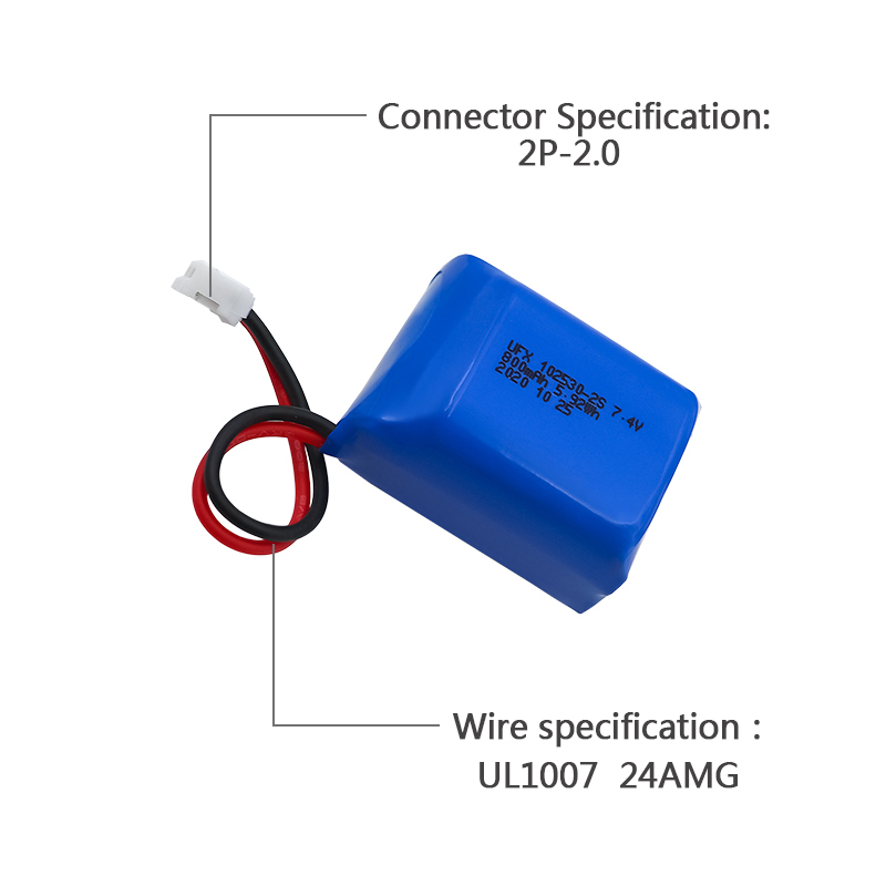 중국 리튬 폴리머 셀 제조업체 전동 장난감용 UFX 102530-2S 800mAh 7.4V 리튬 이온 재충전형 배터리 팩