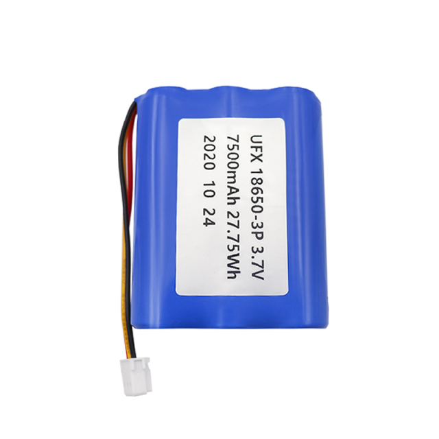 리튬 파우치 셀 공급업체 18650 충전식 배터리 UFX 18650-3P 7500mAh 3.7V 원통형 배터리