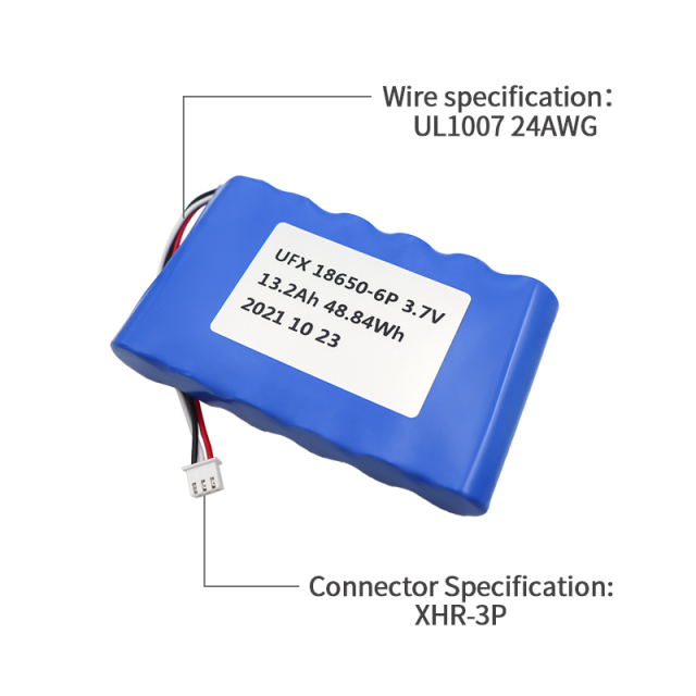 리튬이온배터리제조 공기청정기 전원 공급 장치 배터리 UFX 18650-6P 13.2Ah 3.7V 리튬 이온 파우치 셀