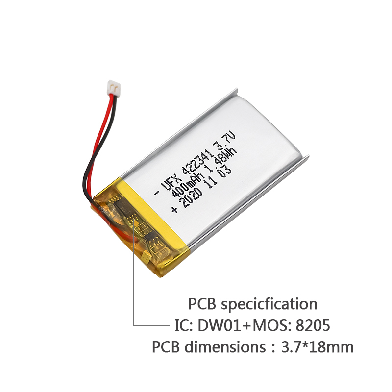배터리 제조 회사 저렴한 공유 차량 위치 찾기 배터리 UFX 422341 400mAh 3.7V 리튬 이온 배터리 파우치 셀