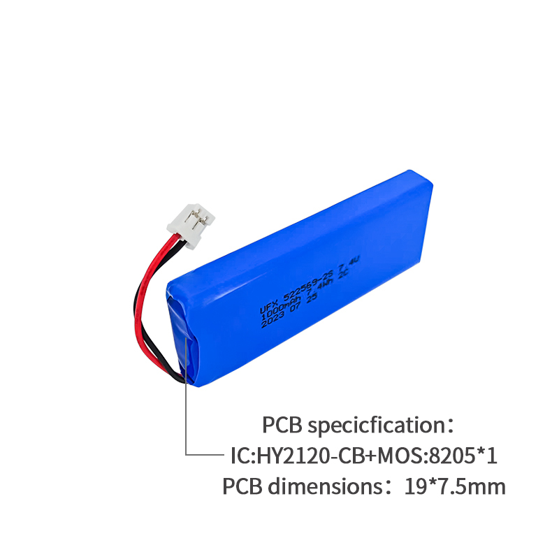 리튬 이온 배터리 제조 공장 디지털 제품용 배터리 UFX 522569-2S-2C 1000mAh 7.4V 2C 방전 Lipo 배터리