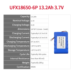 리튬이온배터리제조 공기청정기 전원 공급 장치 배터리 UFX 18650-6P 13.2Ah 3.7V 리튬 이온 파우치 셀