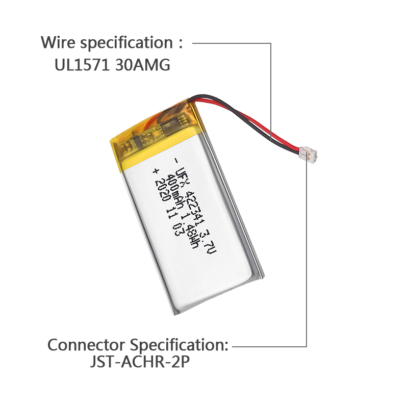 배터리 제조 회사 저렴한 공유 차량 위치 찾기 배터리 UFX 422341 400mAh 3.7V 리튬 이온 배터리 파우치 셀