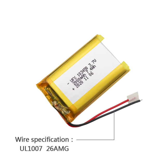 리튬 이온 셀 제조업체 모기 구충제 램프용 배터리 UFX 103450 2000mAh 3.7V UL CE FCC UN 인증