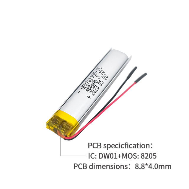 배터리로 작동하는 애완동물 장난감 무선 장치용 배터리 팩 UFX 701355-7C 480mAh 3.7V 7C 방전 배터리