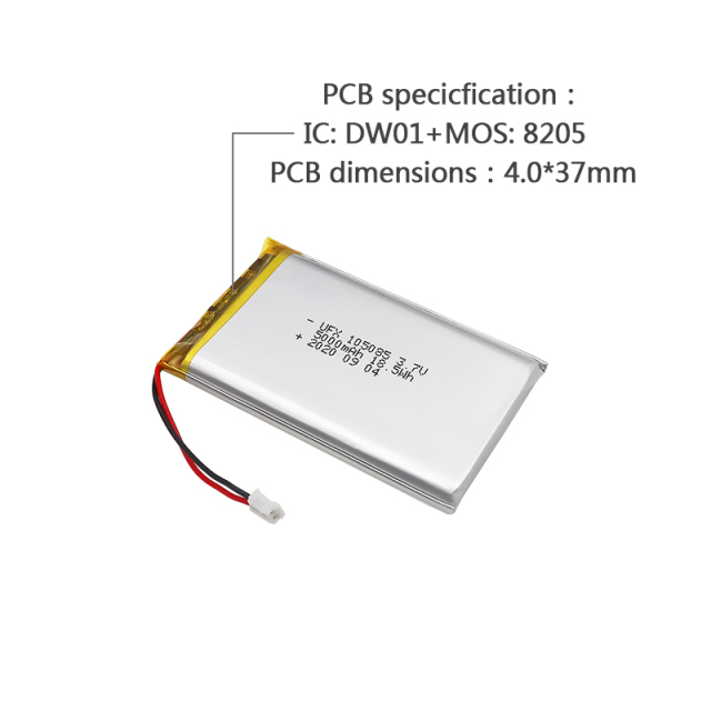 중국의 리튬 이온 배터리 제조업체 스마트 홈 장치용 배터리 UFX 105085 5000mAh 3.7V 무선 장치용 배터리 팩