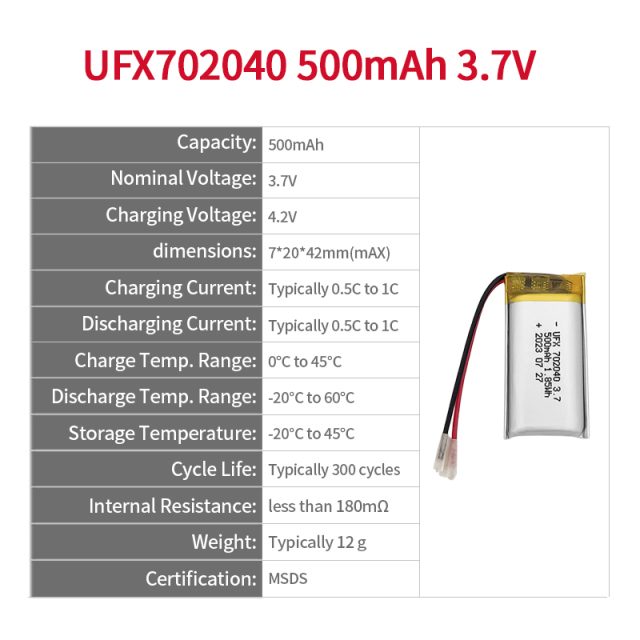 도매 고품질 리튬 이온 폴리머 배터리 전동 장난감용 UFX 902128 500mAh 3.7V 폴리머 리튬 이온 배터리