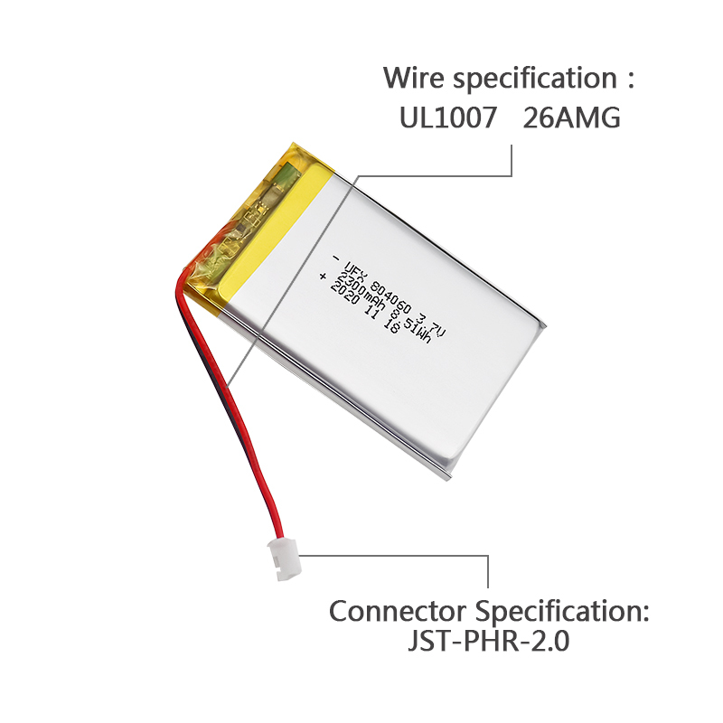 중국 리튬 배터리 DC 모터 충전식 배터리 UFX 804060 2300mAh 3.7V 3.7V 충전식 배터리