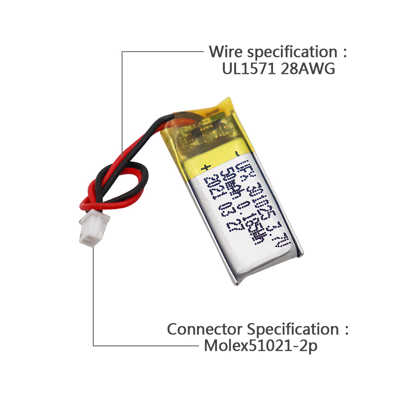 중국 배터리 회사 디지털 마이크로미터 배터리 UFX 301025 50mAh 3.7V 충전식 배터리(충전기 포함)