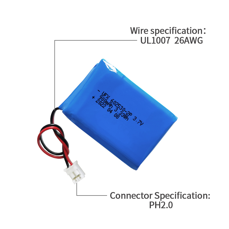 배터리 팩 공급업체 밀러 디지털 엘리트 배터리 UFX 602530-2P 900mAh 3.7V 2 cell battery