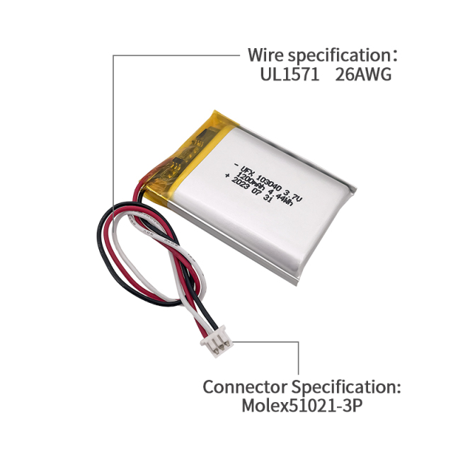 리튬 배터리 제조업체 중국 산소 농축기 충전식 리튬 배터리 UFX 103040 1200mAh 3.7V 3.7v