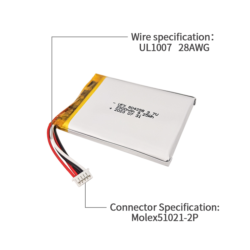 중국 리튬이온 전지 공장 맞춤형 모니터링 장비 배터리 UFX 803280 2500mAh 3.7V 리튬 이온 폴리머 배터리 팩