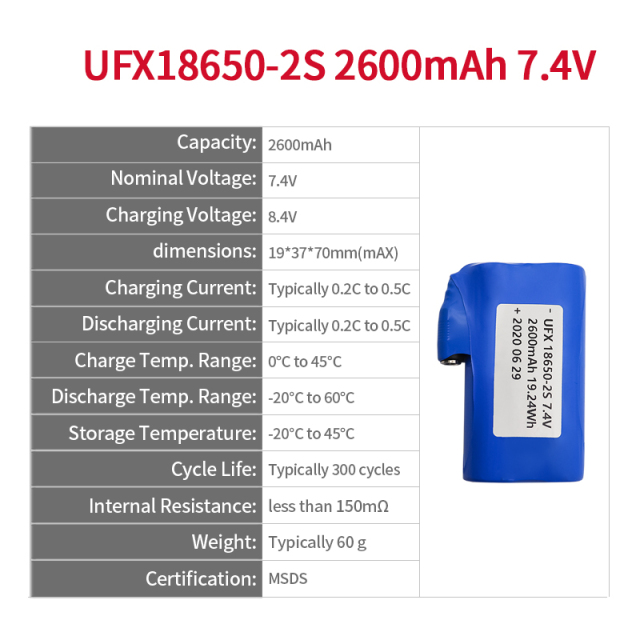 리튬 배터리 제조 회사 전기 드라이어 리튬 전지 UFX 102050-2S 1000mAh 7.4V 파우치형 리튬 이온 배터리