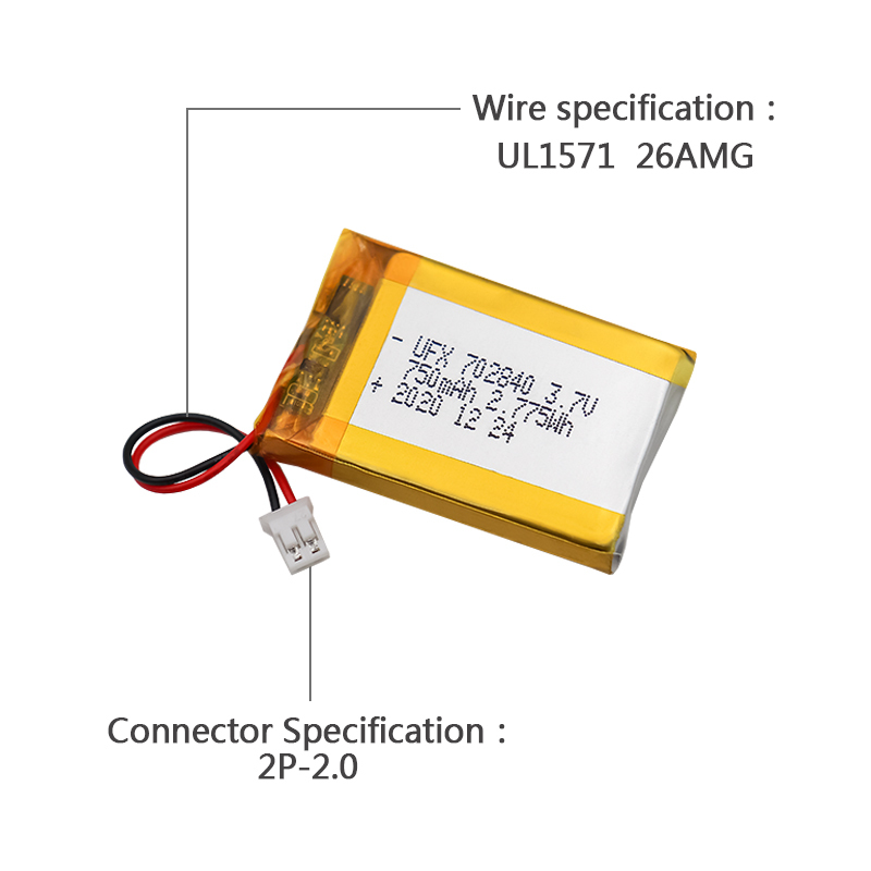 Wholesale Smart Door Lock Battery UFX 702840 750mAh 3.7V Polymer Li-ion Battery