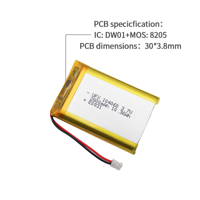UFX 104060 2800mAh 3.7V-리튬 포치셀 공급업체