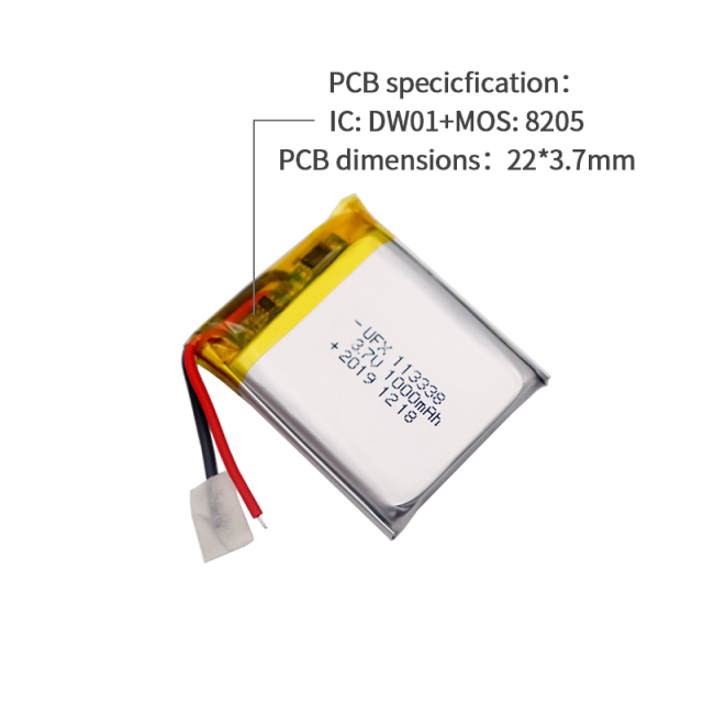 Lithium Battery Manufacturer In China Wholesale Rechargeable Battery For Led Lights UFX 113338 1000mAh 3.7V Lipo Battery