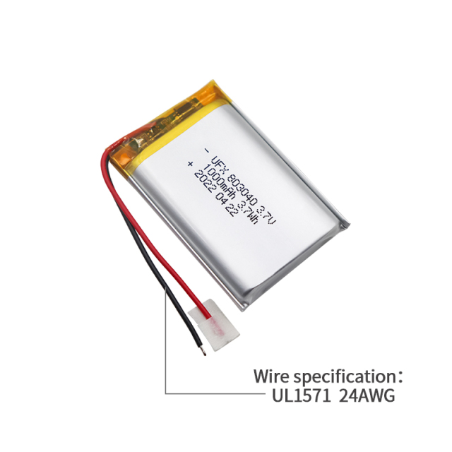 중국 배터리 회사 전동 구강 세정기 전원 공급 장치 배터리 UFX 803040 3.7v 1000mAh 리튬 이온 배터리