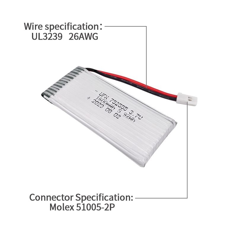 Lithium Battery Manufacturers In China Customized Watchdog Battery UFX 752555 1600mAh 3.7V High Power Rechargeable Battery