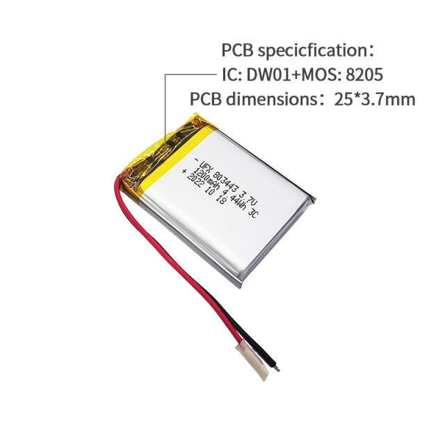 Lithium Battery Manufacturer In China Electric Toothbrush Battery UFX 803443 3.7V 1200mAh 3C Rate Li-ion Polymer Battery Pack