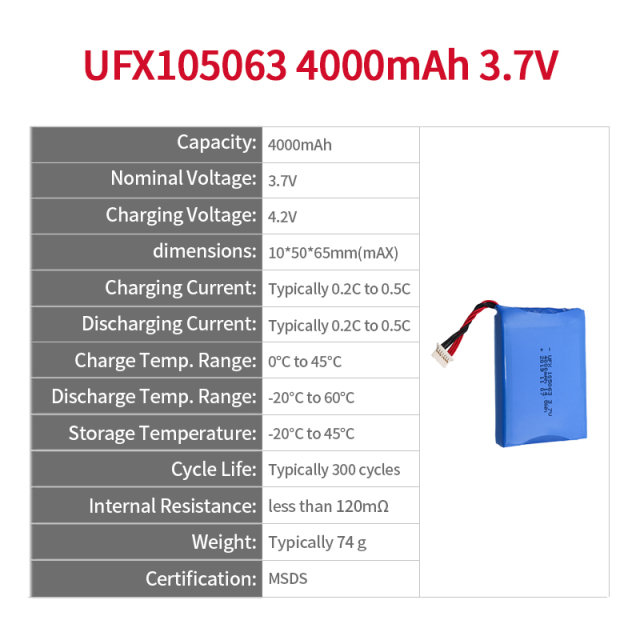 Lithium Battery Manufacturers In China Wholesale Batteries For Power Bank UFX 105063 4000mAh 3.7V Highest Capacity Rechargeable aa Battery