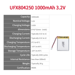 UFX 804250 1000mAh 3.2V-중국의 선두 제조업체
