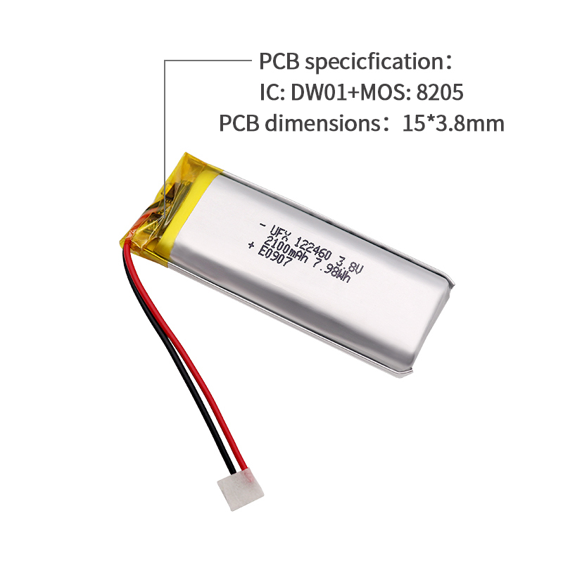 중국의 리튬 이온 전지 제조업체 무선 전화기용 충전식 배터리 UFX 122460 2100mAh 3.8V Polymer Batteries