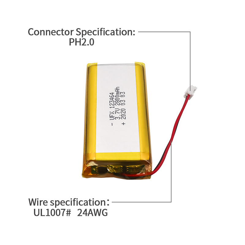 중국 리튬 배터리 제조업체 UFX 123464 2800mAh 3.7V 대용량 리튬 배터리