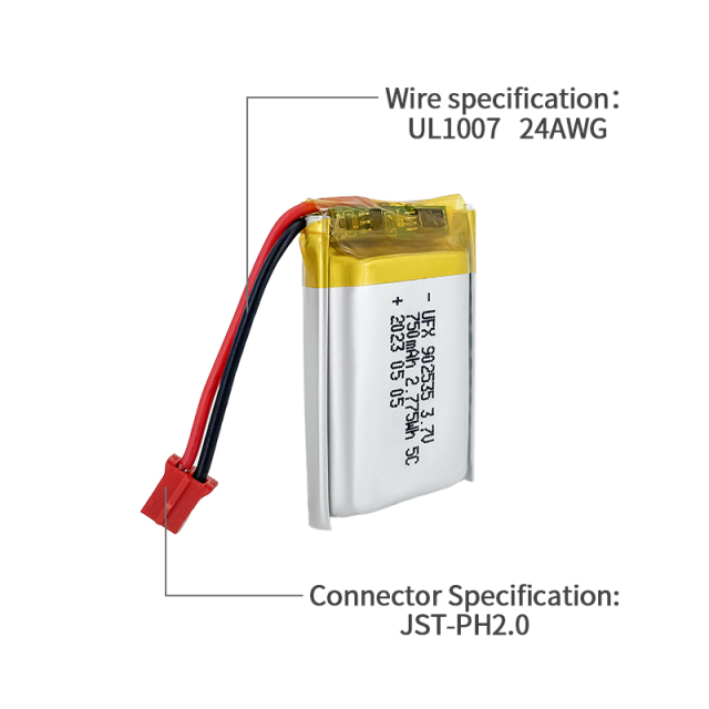 리튬 배터리 전원 공급 장치 손전등에 사용되는 배터리 UFX 902535 750mAh 3.7V 리튬미니건전지
