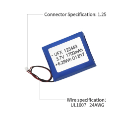 미국의 리튬 배터리 제조업체 UFX123443 1700mAh 3.7V 충전식 리튬 이온 배터리