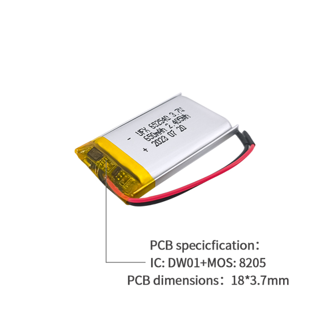 중국 배터리 공급 업체 반려동물 활동 추적기 배터리 UFX 652540 650mAh 3.7V 미니 리튬 전지